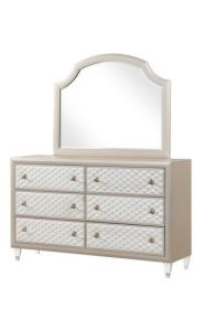 Tiffany Dresser made with Wood in Ivory & Champagne Gold Color