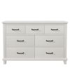 Rustic Farmhouse Style Solid Pine Wood Whitewash Seven-Drawer Dresser for Living Room, Bedroom,White