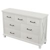 Rustic Farmhouse Style Solid Pine Wood Whitewash Seven-Drawer Dresser for Living Room, Bedroom,White