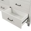 Rustic Farmhouse Style Solid Pine Wood Whitewash Seven-Drawer Dresser for Living Room, Bedroom,White