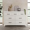 Rustic Farmhouse Style Solid Pine Wood Whitewash Seven-Drawer Dresser for Living Room, Bedroom,White