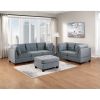 Linen-Like Fabric Upholstered Cocktail Ottoman in Grey