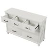 Rustic Farmhouse Style Solid Pine Wood Whitewash Seven-Drawer Dresser for Living Room, Bedroom,White