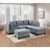 Linen-Like Fabric Upholstered Cocktail Ottoman in Grey