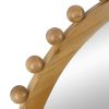 D34" Wood Round Mirror with Beaded Frame, Circle Wall Mirror for Living Room Bedroom Entryway