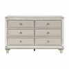 Luxury Champagne Finish Dresser of 6 Drawers 1pc Glamorous Crystal Diamond Pattern Knobs Stylish Bedroom Furniture