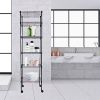 YSSOA Heavy Duty 6-Shelf Shelving with Wheels, with Hanging Hooks, Wire Shelving, Adjustable Storage Units, 17'' D x 11'' W x 63'' H, 6 Tier, Black