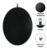 Oval Green Decorative Wall Hanging Mirror,PU Covered MDF Framed Mirror for Bedroom Living Room Vanity Entryway Wall Decor,23.62x29.92inch