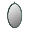 Oval Green Decorative Wall Hanging Mirror,PU Covered MDF Framed Mirror for Bedroom Living Room Vanity Entryway Wall Decor,23.62x29.92inch