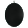 Oval Green Decorative Wall Hanging Mirror,PU Covered MDF Framed Mirror for Bedroom Living Room Vanity Entryway Wall Decor,23.62x29.92inch