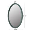 Oval Green Decorative Wall Hanging Mirror,PU Covered MDF Framed Mirror for Bedroom Living Room Vanity Entryway Wall Decor,23.62x29.92inch