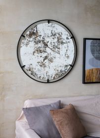 D31.5x0.5" Theodor Mirror with industrial design Round Mirror with Metal Frame for Wall Decor & Entryway Console Lean Against Wall