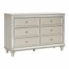 Luxury Champagne Finish Dresser of 6 Drawers 1pc Glamorous Crystal Diamond Pattern Knobs Stylish Bedroom Furniture