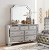 Glamorous Silver Finish Dresser 1pc 7 Drawers Beveled Mirror Trim Modern Bedroom Furniture