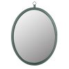 Oval Green Decorative Wall Hanging Mirror,PU Covered MDF Framed Mirror for Bedroom Living Room Vanity Entryway Wall Decor,23.62x29.92inch