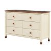 Wooden Storage Dresser with 6 Drawers,Storage Cabinet for kids Bedroom,Cream+Walnut