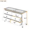 Wooden Storage Dresser with 6 Drawers,Storage Cabinet for kids Bedroom,Cream+Walnut