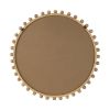 D34" Wood Round Mirror with Beaded Frame, Circle Wall Mirror for Living Room Bedroom Entryway