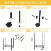 YSSOA Heavy Duty 6-Shelf Shelving with Wheels, with Hanging Hooks, Wire Shelving, Adjustable Storage Units, 17'' D x 11'' W x 63'' H, 6 Tier, Black
