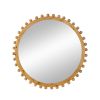 D34" Wood Round Mirror with Beaded Frame, Circle Wall Mirror for Living Room Bedroom Entryway