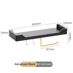 Punch-free Kitchen Bathroom Wash Basin Mirror Front Storage Rack Creative Roll Stand Hook Tissue Holder (Color: BLACK)