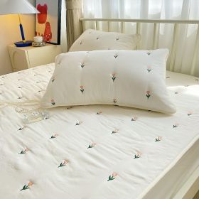 Maternal And Infant Grade Cotton Fitted Sheet Single Piece Simmons Mattress (Option: Tulip Rice White-120x200cm)
