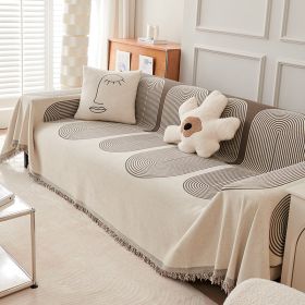 All-inclusive Universal Sofa Cover Simple Full Cover Cloth Sofa Cover Cushion (Option: Annual Ring Coffee Color-180 × 130cm)