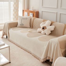 All-inclusive Universal Sofa Cover Simple Full Cover Cloth Sofa Cover Cushion (Option: Annual Ring Beige-180 × 130cm)