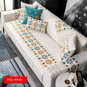 Bohemian Sofa Cushion Four Seasons Universal Chenille Non-slip Cover (Option: White-70 × 70)