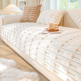 Rabbit Plush Sofa Cushion Winter Thickened Fleece Cushion (Option: Milky White-70X70)