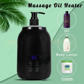 Touch Display Massage Oil Heater Essential Oil Body Lotion Heating Machine (Color: BLACK)