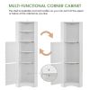 Tall Bathroom Corner Cabinet; Freestanding Storage Cabinet with Doors and Adjustable Shelves; MDF Board; Gray