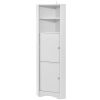 Tall Bathroom Corner Cabinet; Freestanding Storage Cabinet with Doors and Adjustable Shelves; MDF Board; Gray