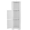 Tall Bathroom Corner Cabinet; Freestanding Storage Cabinet with Doors and Adjustable Shelves; MDF Board; Gray