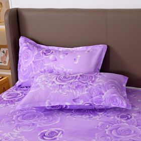 Boutique Aloe Cotton Pillowcase Pastoral Style Sanding Craft Four Seasons Universal (Option: Flower Sea Purple-48x74cm Two Quilt Covers)